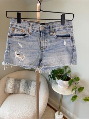 GAP Low Rise Light Blue Distressed Denim Cutoff Shorts
